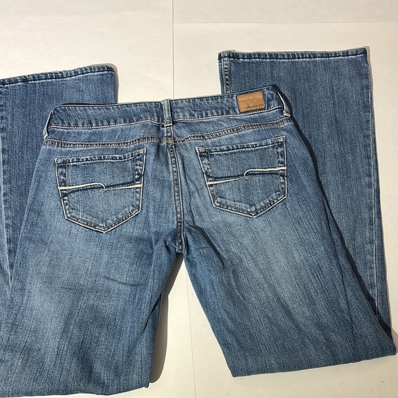 Forever 21 super flare denim jeans distressed low rise Y2K sz 28 light wash - Picture 4 of 10